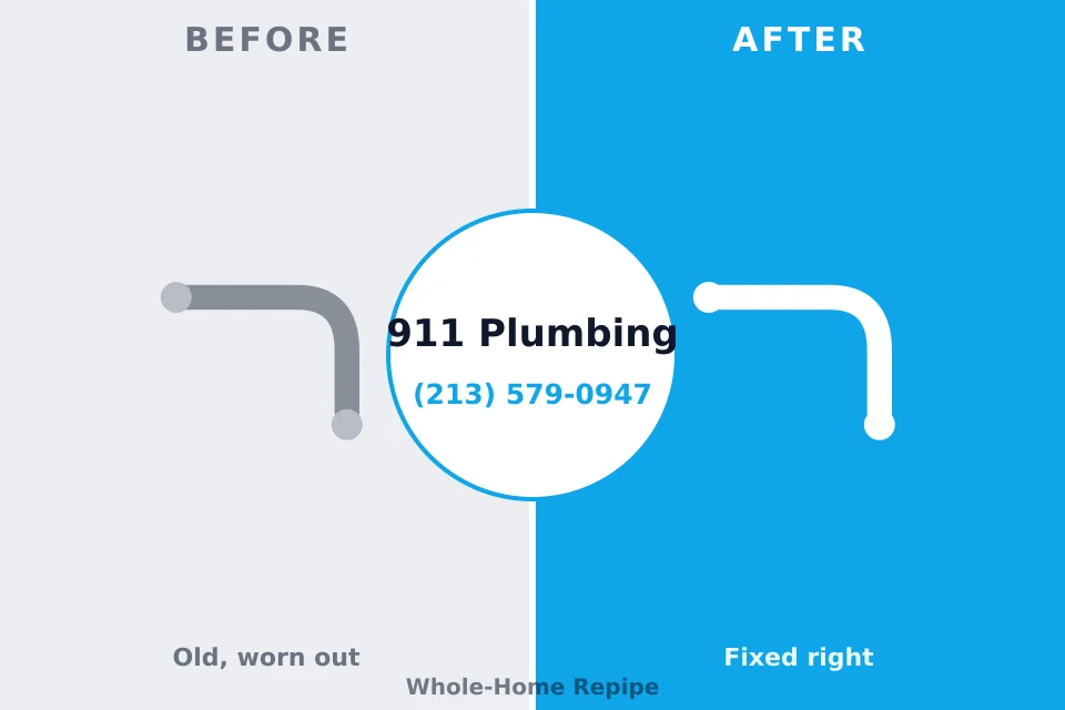 Before and after: plumbing repair Sully, IA